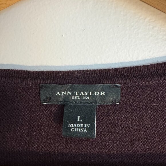 Ann Taylor Wool/Silk/Cashmere Blend Purple Sweater Cartigan - L - Picture 2 of 5